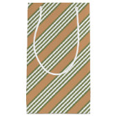 Olive-Green-White-Streifen-Muster mit Bräune Kleine Geschenktüte (Vorderseite)