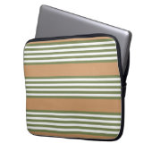 Olive-Green-White-Streifen-Muster mit Bräune Laptopschutzhülle (Vorderseite Links)