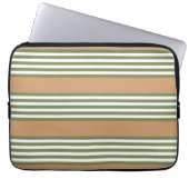 Olive-Green-White-Streifen-Muster mit Bräune Laptopschutzhülle (Vorderseite)