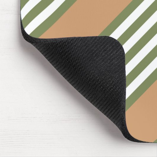 Olive-Green-White-Streifen-Muster mit Bräune Mousepad (Ecke)