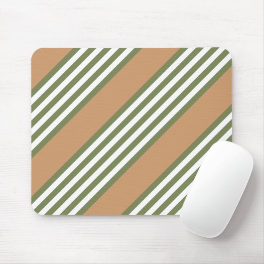 Olive-Green-White-Streifen-Muster mit Bräune Mousepad (Mit Mouse)