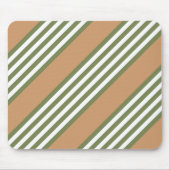 Olive-Green-White-Streifen-Muster mit Bräune Mousepad (Vorne)