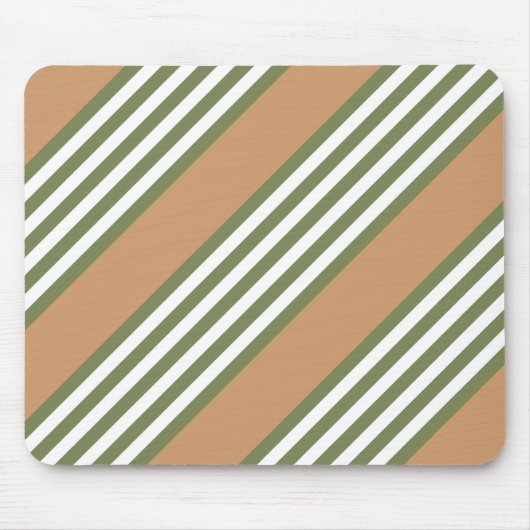 Olive-Green-White-Streifen-Muster mit Bräune Mousepad (Vorne)