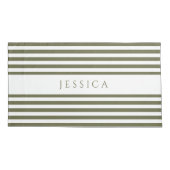 Olive Green & White Strip Muster Name Pillow Ca Kissenbezug (Rückseite)
