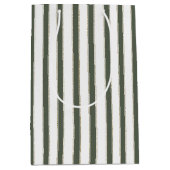 Olive Green White Stripes Christmas Mittlere Geschenktüte (Vorderseite)