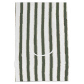Olive Green White Stripes Christmas Mittlere Geschenktüte (Rückseite)