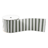 Olive Green White Stripes Christmas Ripsband (Spule)