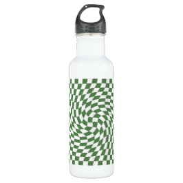 Olive Green & White Warted Checkered Pattern Edelstahlflasche