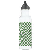 Olive Green & White Warted Checkered Pattern Edelstahlflasche (Rechts)