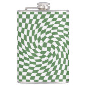 Olive Green & White Warted Checkered Pattern Flachmann (Vorderseite)
