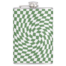 Olive Green & White Warted Checkered Pattern Flachmann