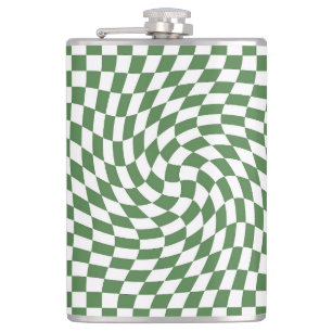 Olive Green & White Warted Checkered Pattern Flachmann