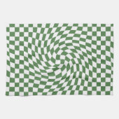 Olive Green & White Warted Checkered Pattern Geschirrtuch (Horizontal)