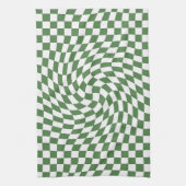 Olive Green & White Warted Checkered Pattern Geschirrtuch (Vertikal)