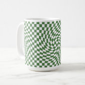 Olive Green & White Warted Checkered Pattern Kaffeetasse (Vorderseite Links)