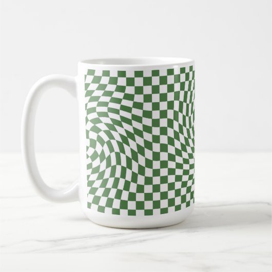 Olive Green & White Warted Checkered Pattern Kaffeetasse (Links)
