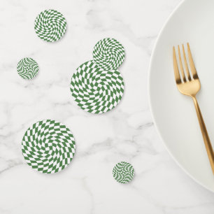 Olive Green & White Warted Checkered Pattern Konfetti