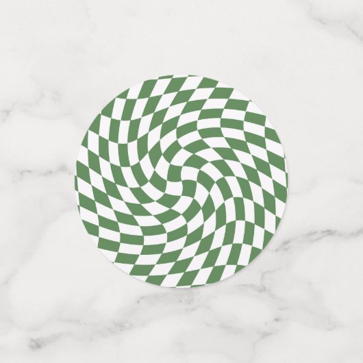 Olive Green & White Warted Checkered Pattern Konfetti (Klein Vorderseite)