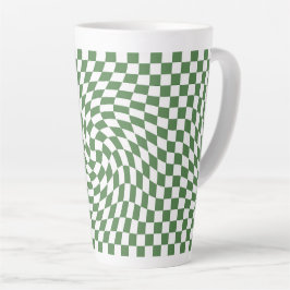 Olive Green & White Warted Checkered Pattern Milchtasse