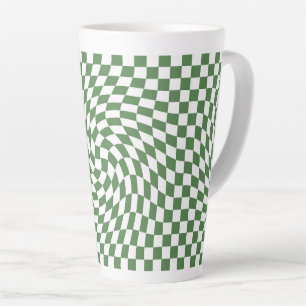 Olive Green & White Warted Checkered Pattern Milchtasse