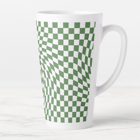 Olive Green & White Warted Checkered Pattern Milchtasse (Rechts)