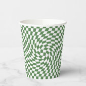 Olive Green & White Warted Checkered Pattern Pappbecher (Links)