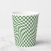 Olive Green & White Warted Checkered Pattern Pappbecher (Vorderseite)