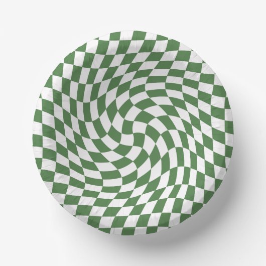 Olive Green & White Warted Checkered Pattern Pappteller (Vorderseite)