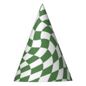Olive Green & White Warted Checkered Pattern Partyhütchen (Vorderseite)