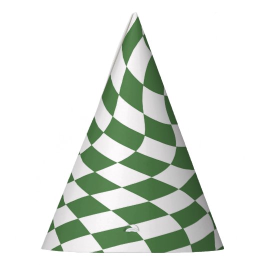 Olive Green & White Warted Checkered Pattern Partyhütchen (Links)