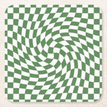 Olive Green & White Warted Checkered Pattern