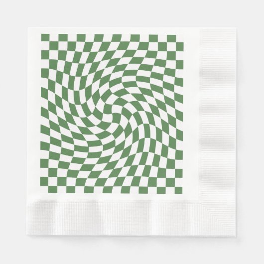Olive Green & White Warted Checkered Pattern Serviette (Vorderseite)