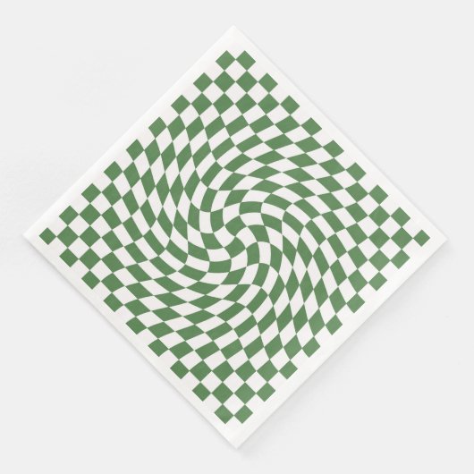 Olive Green & White Warted Checkered Pattern Serviette (Ecke)