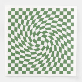 Olive Green & White Warted Checkered Pattern Serviette