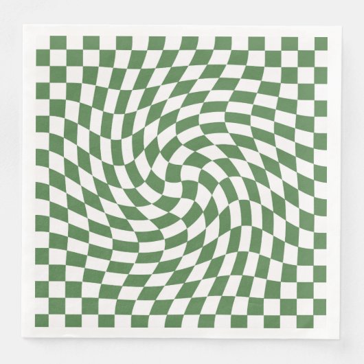 Olive Green & White Warted Checkered Pattern Serviette (Vorderseite)
