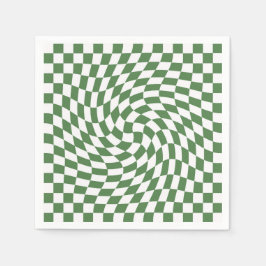 Olive Green & White Warted Checkered Pattern Serviette