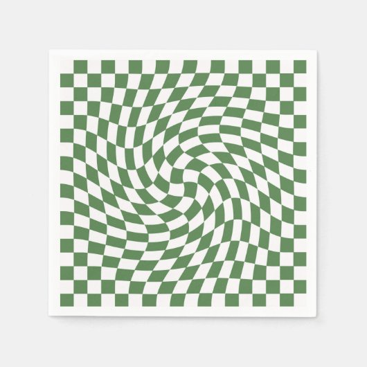 Olive Green & White Warted Checkered Pattern Serviette (Vorderseite)