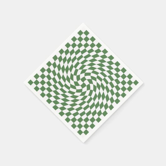 Olive Green & White Warted Checkered Pattern Serviette (Ecke)