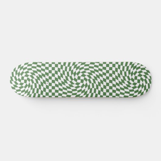 Olive Green & White Warted Checkered Pattern Skateboard (Horizontal)