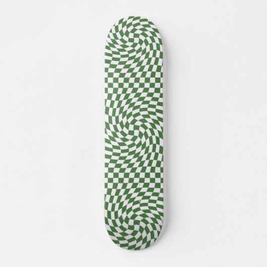 Olive Green & White Warted Checkered Pattern Skateboard (Vorne)