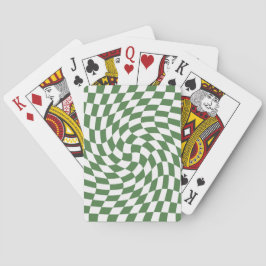 Olive Green & White Warted Checkered Pattern Spielkarten