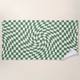 Olive Green & White Warted Checkered Pattern Strandtuch