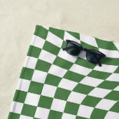 Olive Green & White Warted Checkered Pattern Strandtuch (Beispiel)