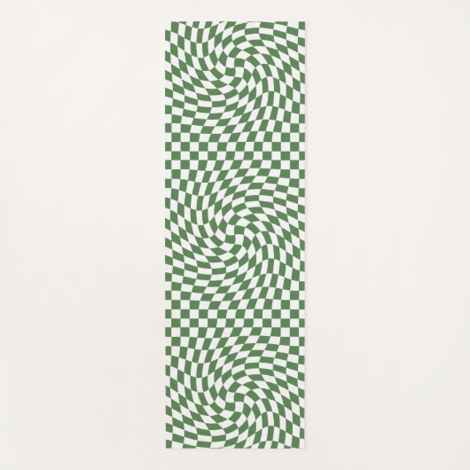 Olive Green & White Warted Checkered Pattern Yogamatte (Vorderseite)