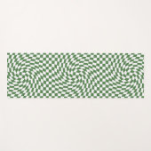 Olive Green & White Warted Checkered Pattern Yogamatte (Vorderseite (Horizontal))