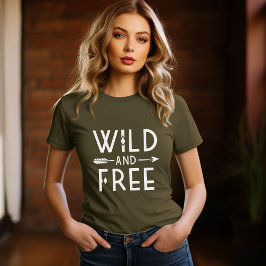 Olive Green Wild und Free T-Shirt