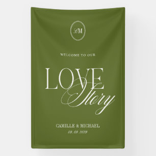 Olive Green Willkommen auf unserer Hochzeit Vinyl  Banner