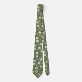 Olive Green Yellow Floral Blume Hübsch Petals Krawatte