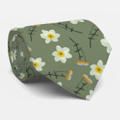 Olive Green Yellow Floral Blume Hübsch Petals Krawatte (Gerollt)