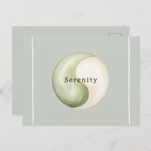 Olive Green Yin Yang Meditation Personalized Postkarte (Vorne/Hinten)